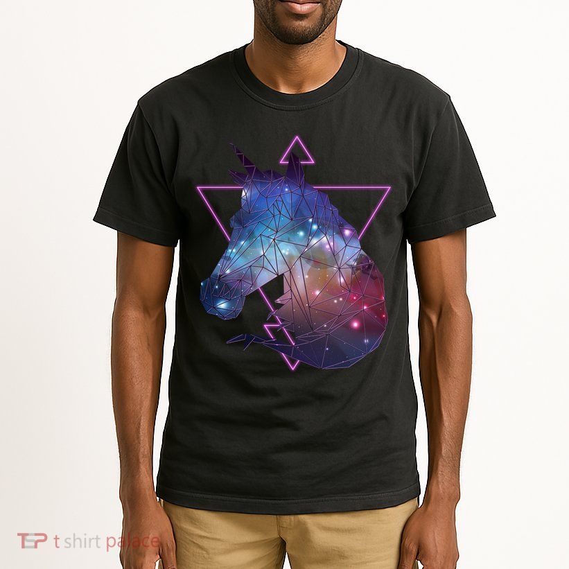 Retro Eighties Polygon Galaxy Unicorn Tall T-Shirt
