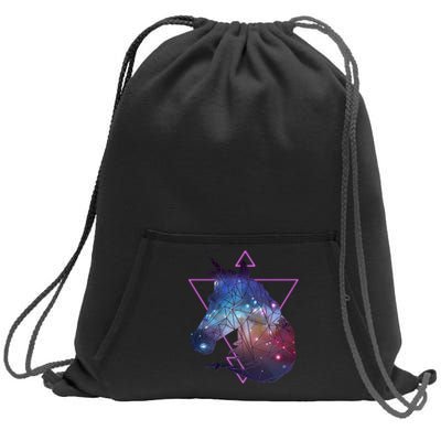 Retro Eighties Polygon Galaxy Unicorn Sweatshirt Cinch Pack Bag