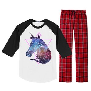 Retro Eighties Polygon Galaxy Unicorn Raglan Sleeve Pajama Set