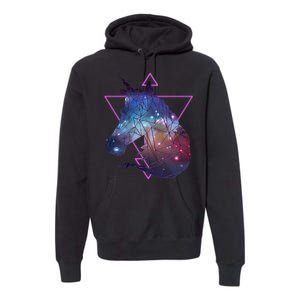 Retro Eighties Polygon Galaxy Unicorn Premium Hoodie