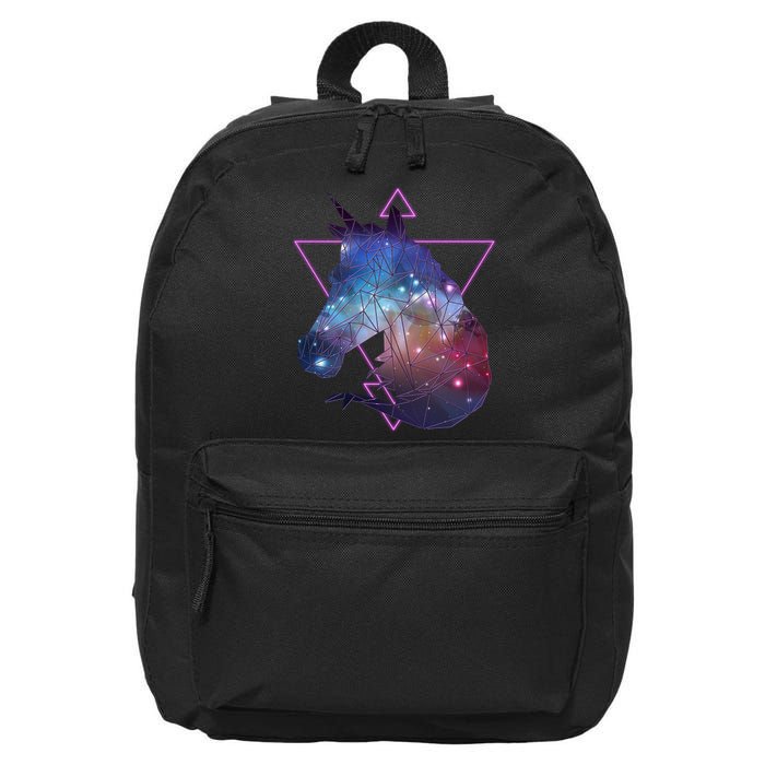 Retro Eighties Polygon Galaxy Unicorn 16 in Basic Backpack