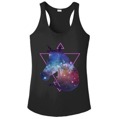 Retro Eighties Polygon Galaxy Unicorn Ladies PosiCharge Competitor Racerback Tank