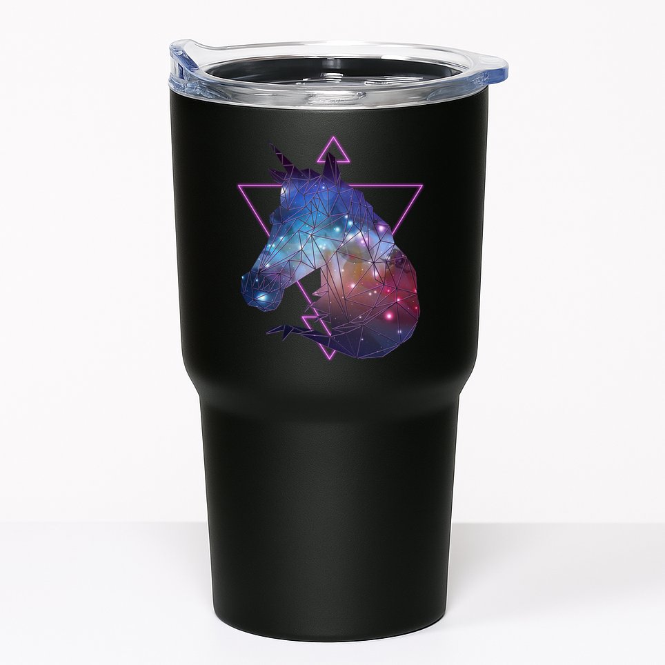 Retro Eighties Polygon Galaxy Unicorn Tumbler