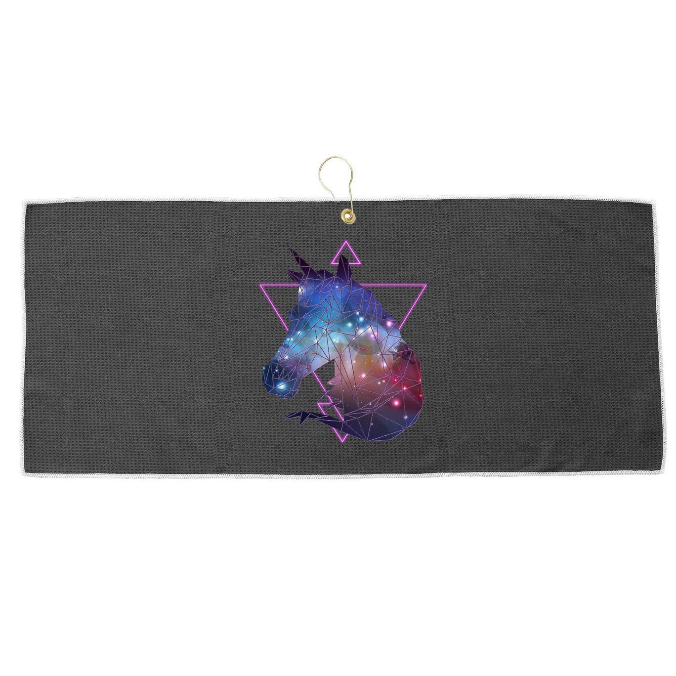 Retro Eighties Polygon Galaxy Unicorn Large Microfiber Waffle Golf Towel