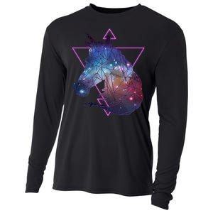 Retro Eighties Polygon Galaxy Unicorn Cooling Performance Long Sleeve Crew