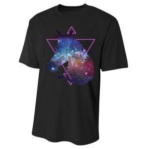 Retro Eighties Polygon Galaxy Unicorn Performance Sprint T-Shirt