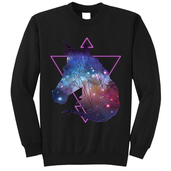 Retro Eighties Polygon Galaxy Unicorn Tall Sweatshirt