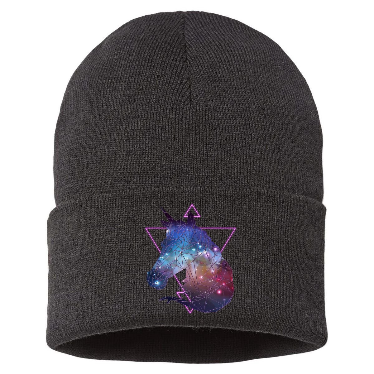 Retro Eighties Polygon Galaxy Unicorn Sustainable Knit Beanie