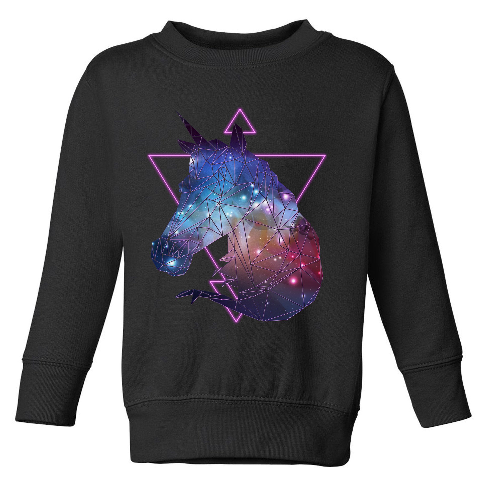Retro Eighties Polygon Galaxy Unicorn Toddler Sweatshirt