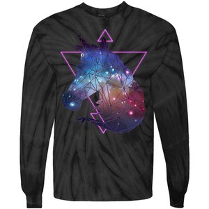 Retro Eighties Polygon Galaxy Unicorn Tie-Dye Long Sleeve Shirt