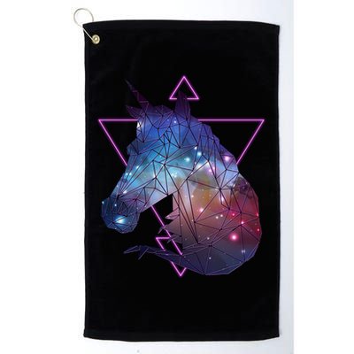 Retro Eighties Polygon Galaxy Unicorn Golf Towel