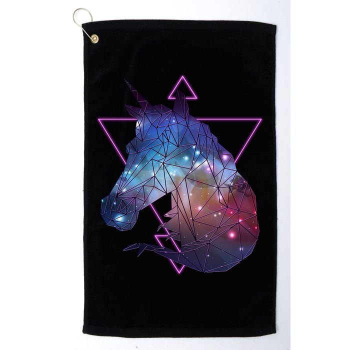 Retro Eighties Polygon Galaxy Unicorn Golf Towel