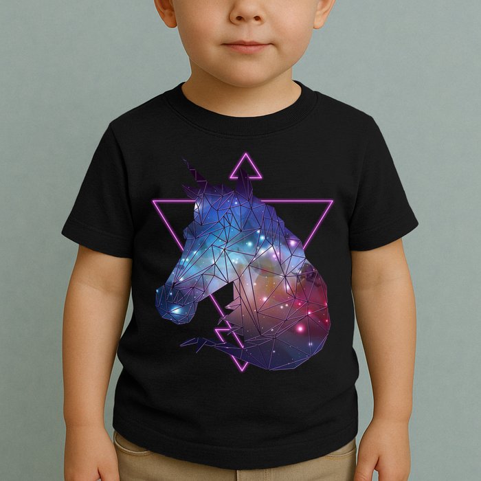 Retro Eighties Polygon Galaxy Unicorn Toddler T-Shirt