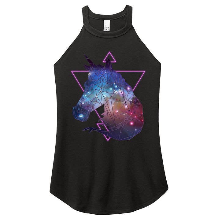 Retro Eighties Polygon Galaxy Unicorn Women's Perfect Tri Rocker Tank