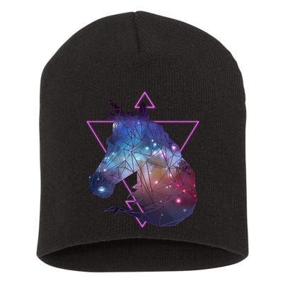 Retro Eighties Polygon Galaxy Unicorn Short Acrylic Beanie