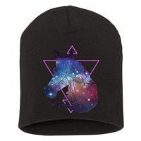 Retro Eighties Polygon Galaxy Unicorn Short Acrylic Beanie