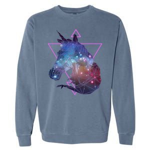 Retro Eighties Polygon Galaxy Unicorn Garment-Dyed Sweatshirt