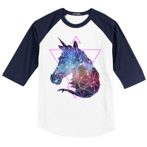 Retro Eighties Polygon Galaxy Unicorn Baseball Sleeve Shirt