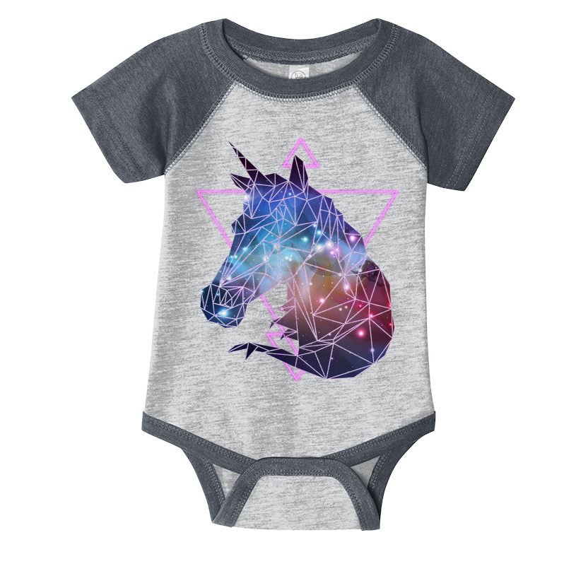 Retro Eighties Polygon Galaxy Unicorn Infant Baby Jersey Bodysuit