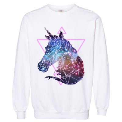 Retro Eighties Polygon Galaxy Unicorn Garment-Dyed Sweatshirt