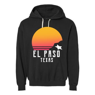 Retro El Paso Texas Sunset Garment-Dyed Fleece Hoodie