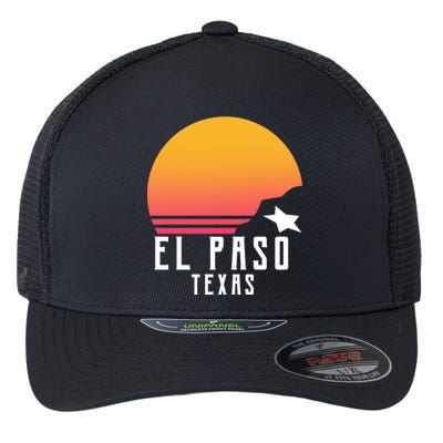 Retro El Paso Texas Sunset Flexfit Unipanel Trucker Cap