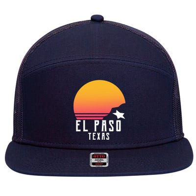 Retro El Paso Texas Sunset 7 Panel Mesh Trucker Snapback Hat