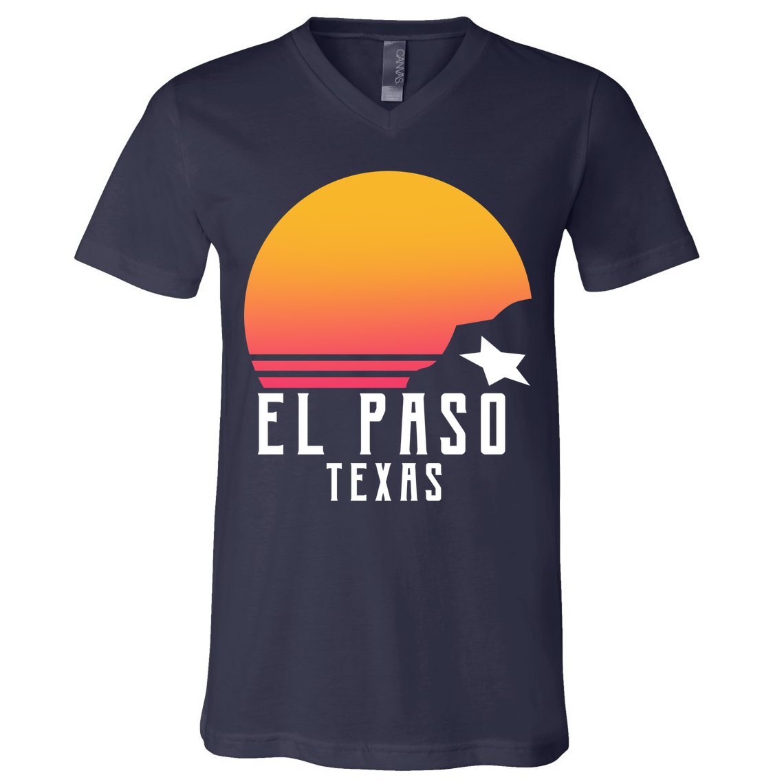 Retro El Paso Texas Sunset V-Neck T-Shirt