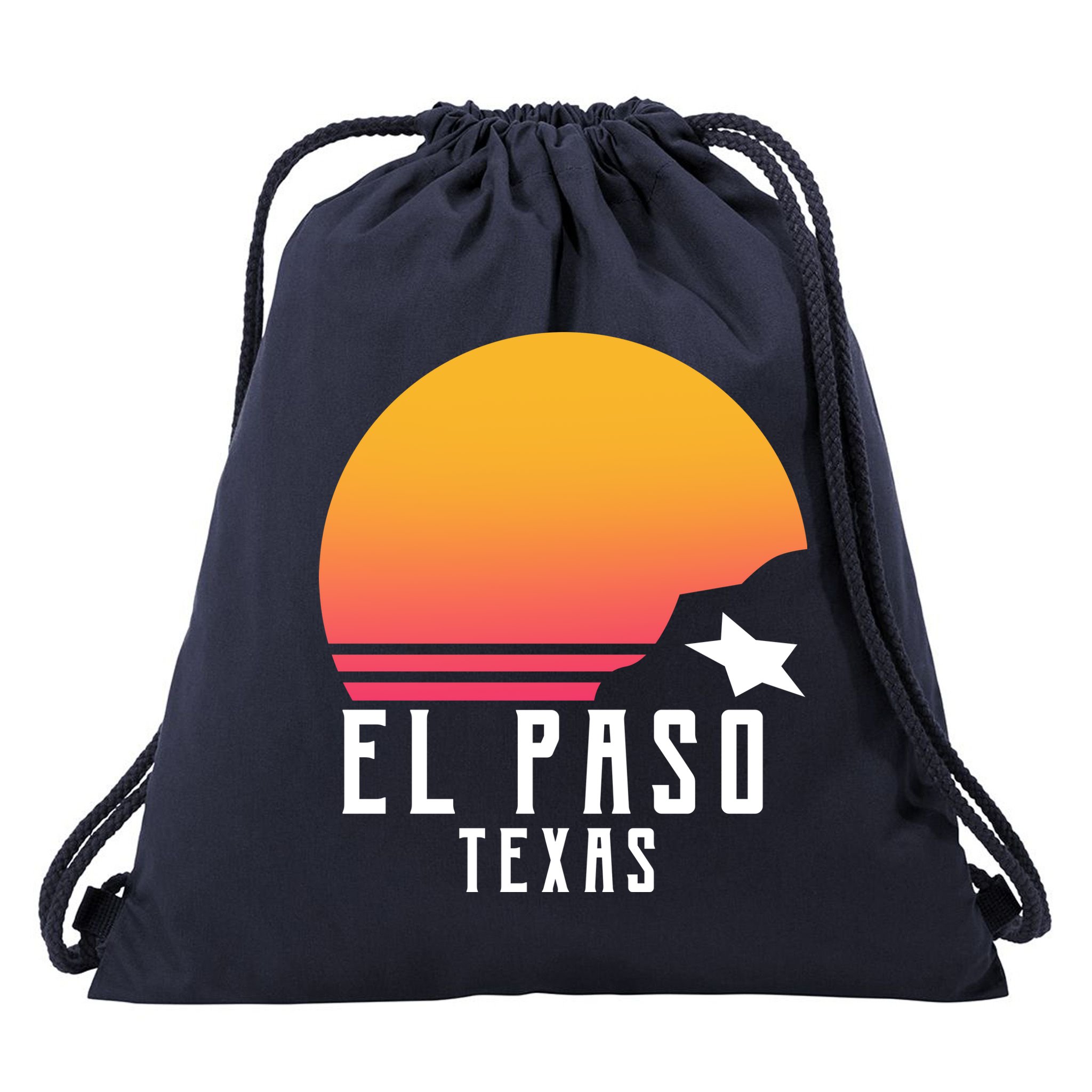 Retro El Paso Texas Sunset Drawstring Bag