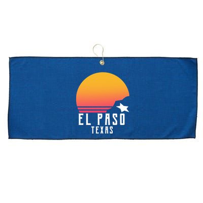 Retro El Paso Texas Sunset Large Microfiber Waffle Golf Towel