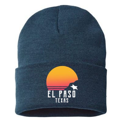 Retro El Paso Texas Sunset Sustainable Knit Beanie