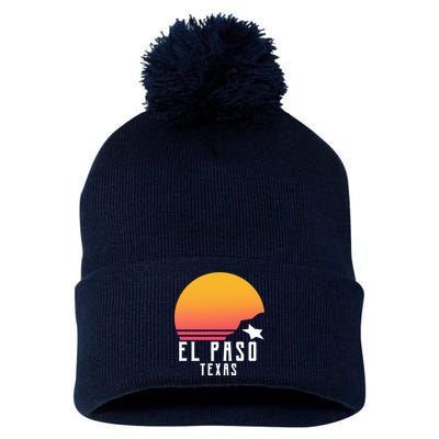 Retro El Paso Texas Sunset Pom Pom 12in Knit Beanie