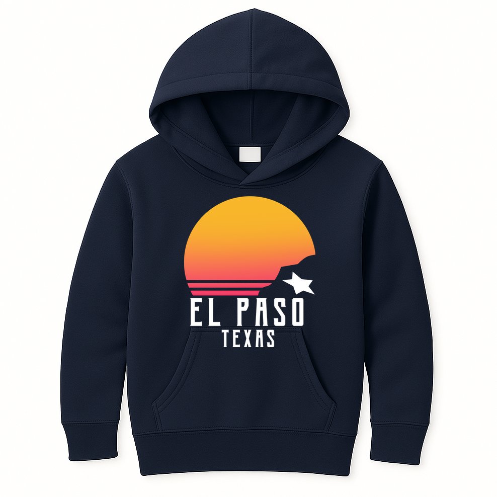 Retro El Paso Texas Sunset Kids Hoodie