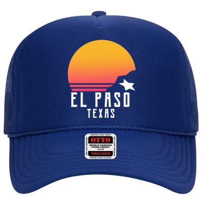 Retro El Paso Texas Sunset High Crown Mesh Back Trucker Hat