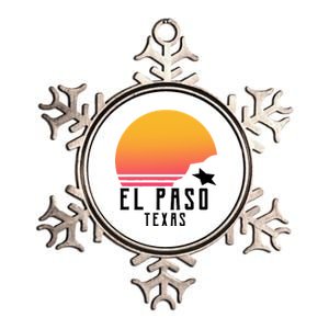 Retro El Paso Texas Sunset Metallic Star Ornament