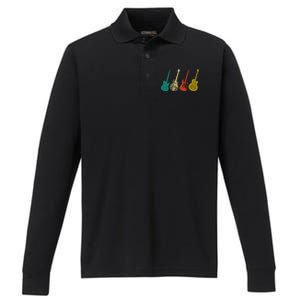 Retro Electric Guitar Performance Long Sleeve Polo