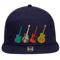 Retro Electric Guitar 7 Panel Mesh Trucker Snapback Hat