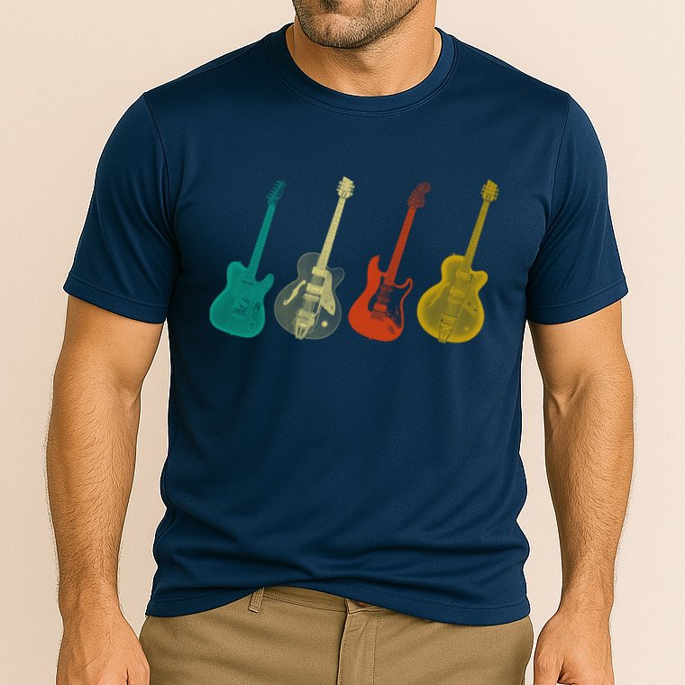 Retro Electric Guitar Cooling Performance Crew T-Shirt