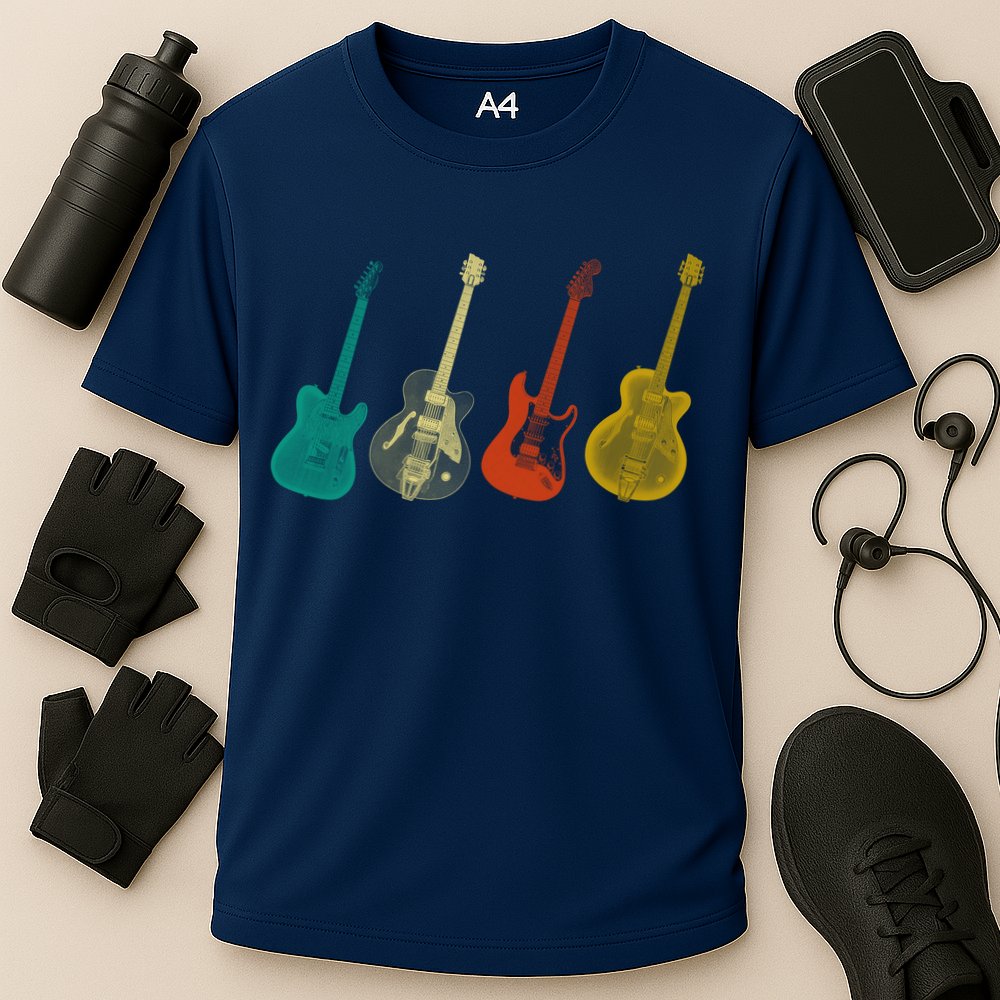 Retro Electric Guitar Cooling Performance Crew T-Shirt
