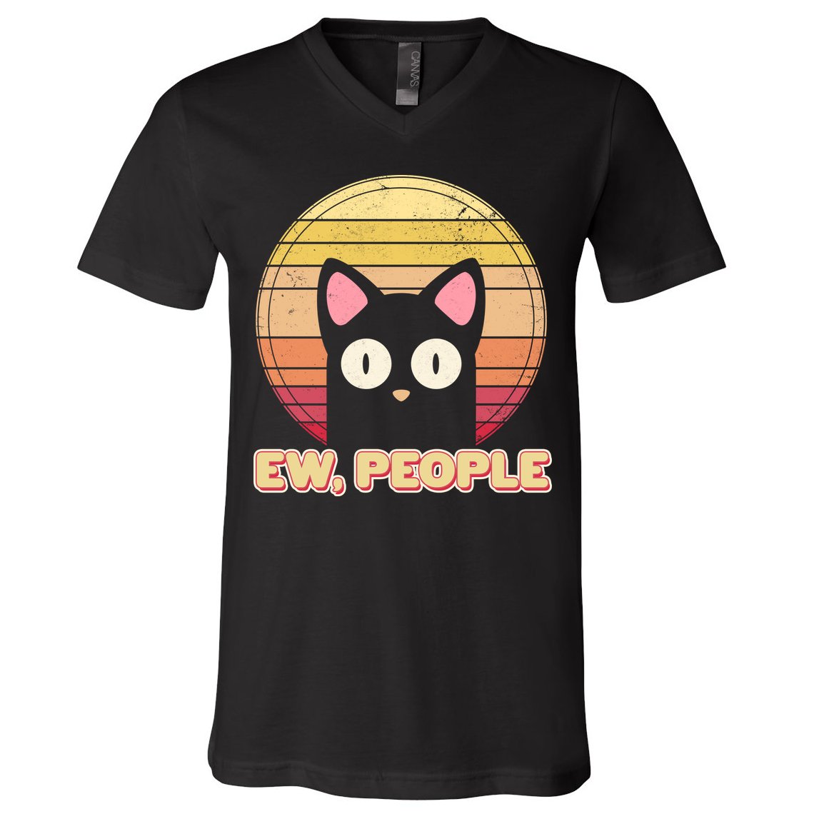 Retro Ew People Funny Cat V-Neck T-Shirt