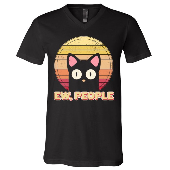 Retro Ew People Funny Cat V-Neck T-Shirt