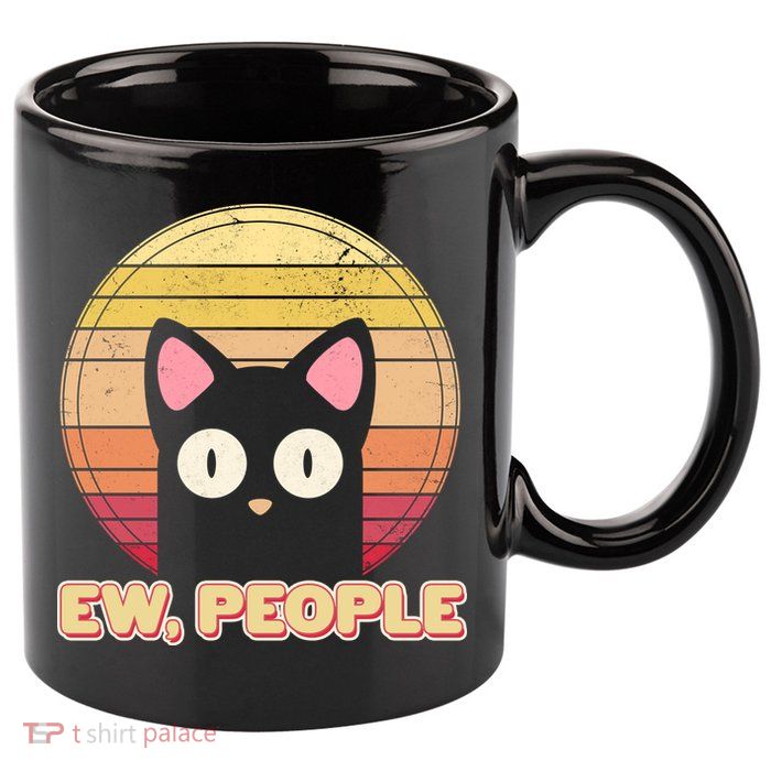Retro Ew People Funny Cat 11oz C Handle Ceramic Mug