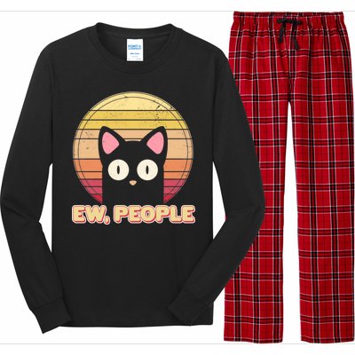 Retro Ew People Funny Cat Long Sleeve Pajama Set