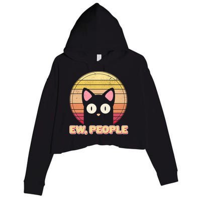 Retro Ew People Funny Cat Crop Fleece Hoodie