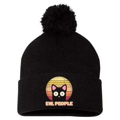 Retro Ew People Funny Cat Pom Pom 12in Knit Beanie