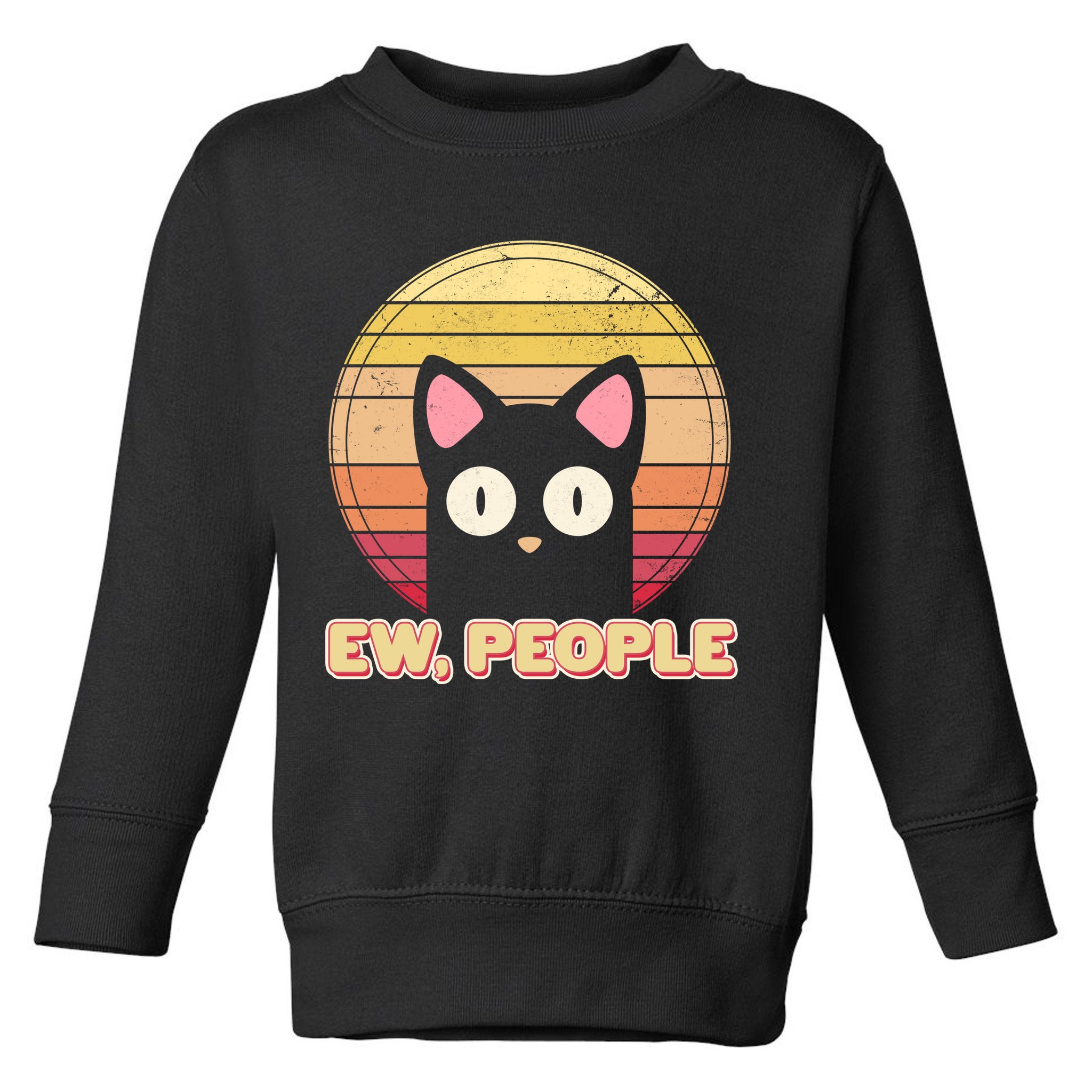 Retro Ew People Funny Cat Toddler Sweatshirt