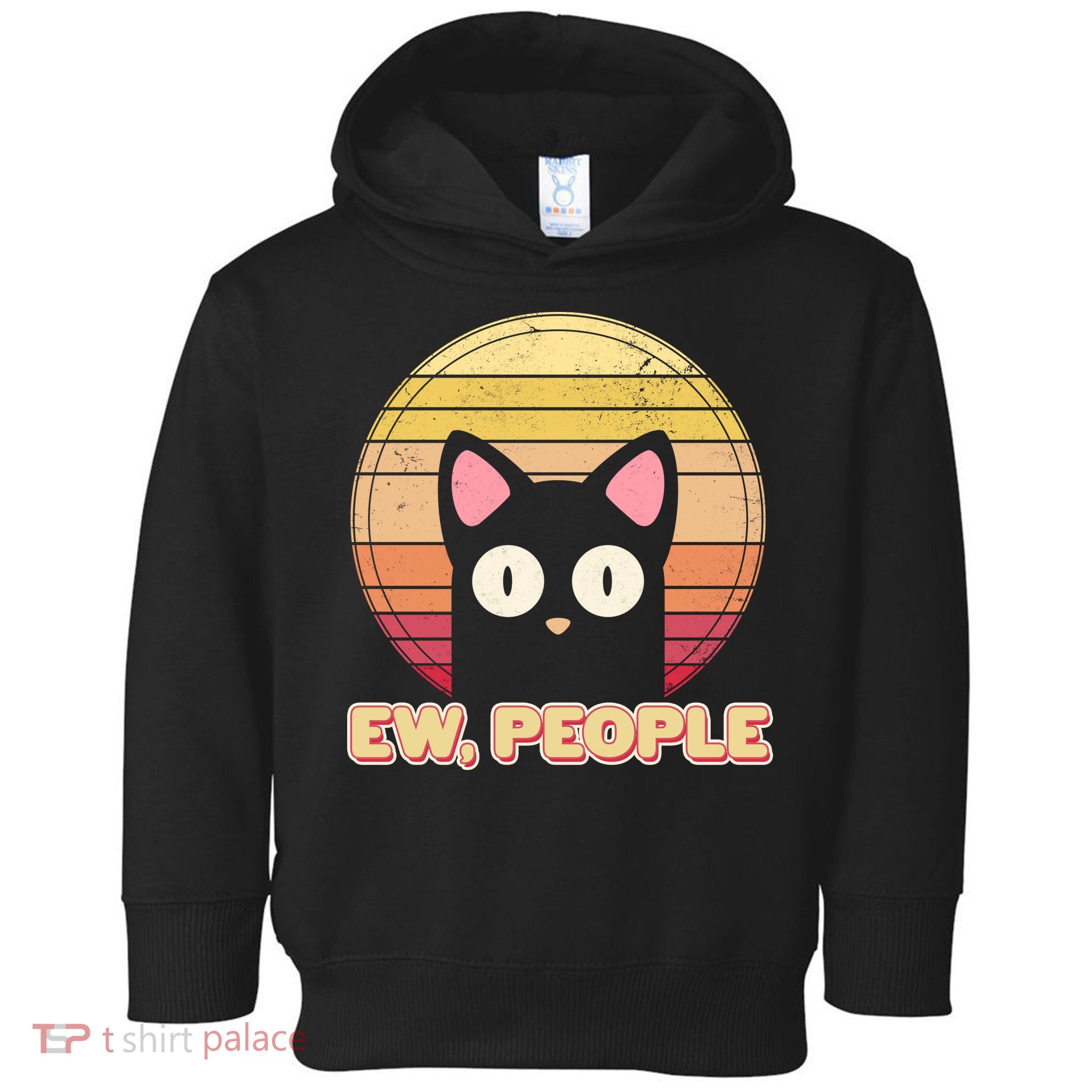 Retro Ew People Funny Cat Toddler Hoodie