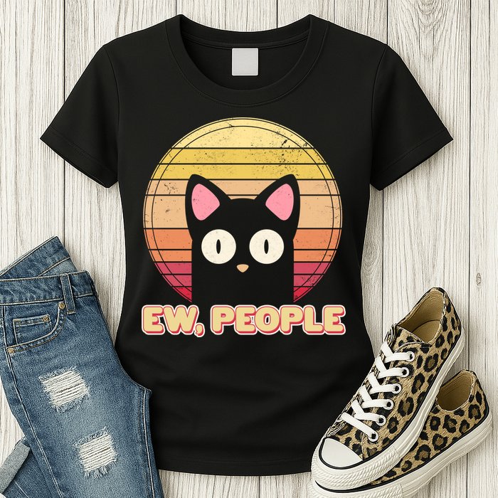 Retro Ew People Funny Cat Womens T-Shirt