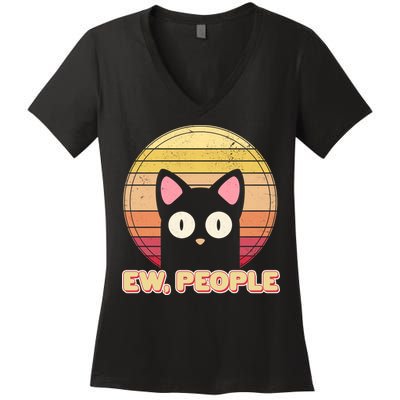 Retro Ew People Funny Cat Women's V-Neck T-Shirt