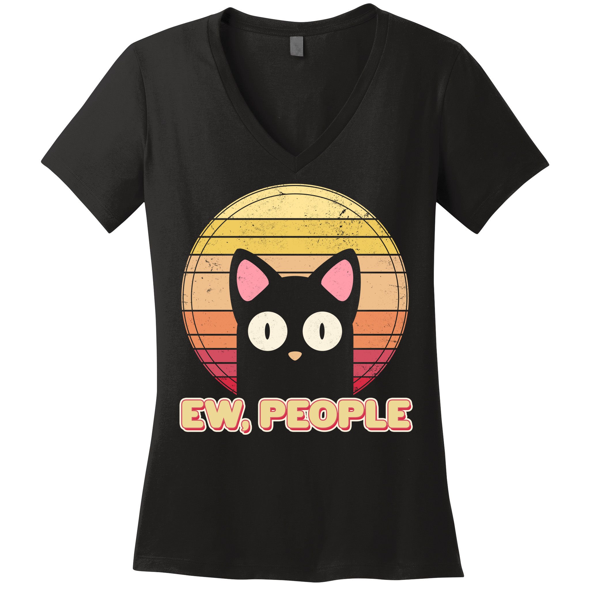 Retro Ew People Funny Cat Women's V-Neck T-Shirt